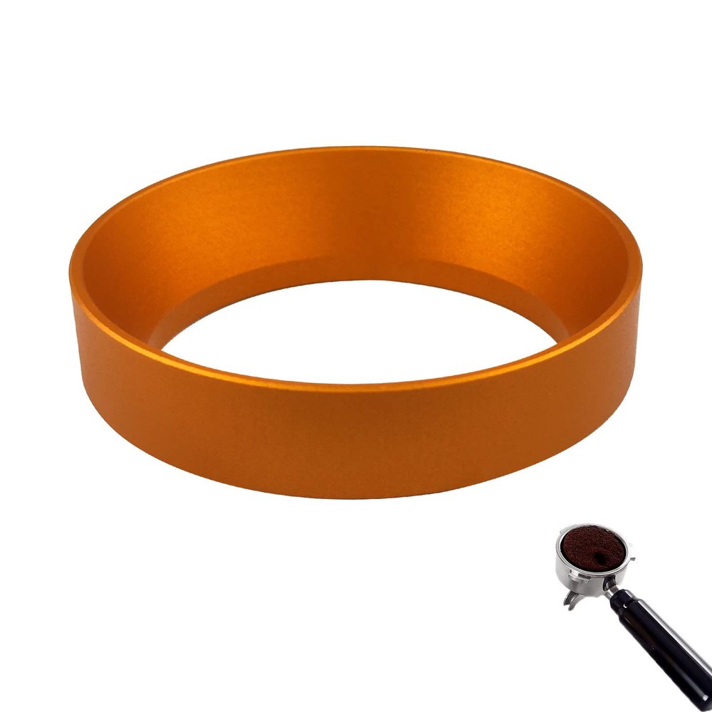 51mm Dosing Funnel, Aluminum Coffee Dosing Ring Espresso Portafilter Funnel with Magnetic Replacement for Home Cafe Barista (51mm, Gold)