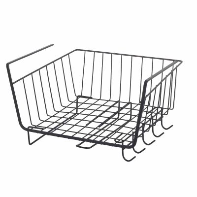 LYBLY Under Shelf Basket, Under Cabinet Basket No Drilling Undershelf Storage Basket Kitchen Hanging Under Shelf Storage Wire Basket/58 (Color : Black)