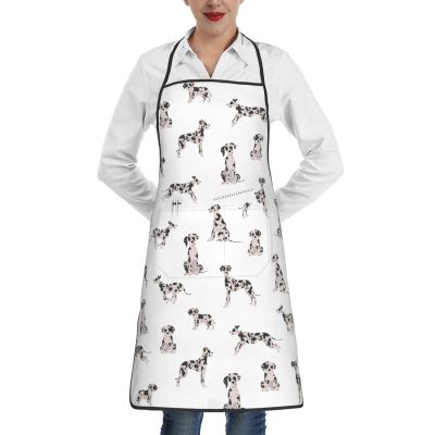 GLOVET Dog Great Dane Cooking Aprons For Women With Pockets Funny Apron Women, Waterproof Cute Apron For Bbq Pottery Cooking Kitchen Chef Waitress Bib Apron, Delantales De Cocina Para Mujer