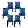 Rhomtree Tufted Dining Chair Modern Velvet Chairs for Dining Room Upholstered Dining Chairs with Nailhead Rivet Trim Design Pull Back Ring for Kitchen Dining Room (Blue, Set of 6) view 1