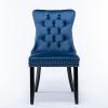 Rhomtree Tufted Dining Chair Modern Velvet Chairs for Dining Room Upholstered Dining Chairs with Nailhead Rivet Trim Design Pull Back Ring for Kitchen Dining Room (Blue, Set of 6) view 4