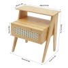 DNYSYSJ Bedside Table 16.9 * 12.2 * 19.7in Bamboo Nightstand,Storage Cabinet Organizer,Multifunctional Sofa Side Table,Wooden Bedroom Office Storage Side Table with Open Shelf view 2