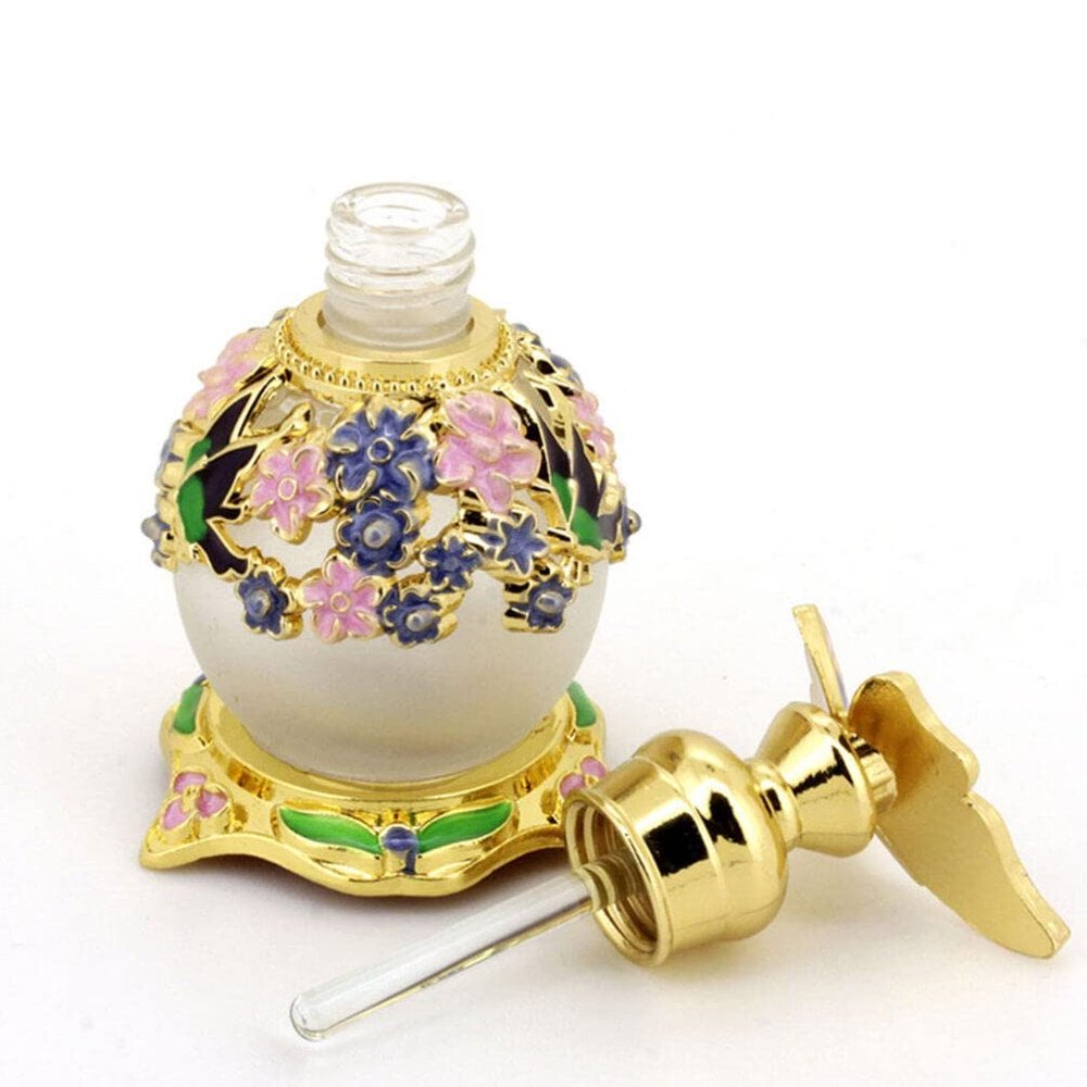Beaupretty 15ml Purple Glass Perfume Dropper Bottle Alloy Accent