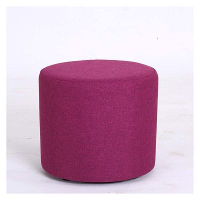 ALDEPO Shoe Cabinet Round Footrest Stool Portable Padded Footstool with Removable Linen Cover Shoe Changing Stool Living Room Sofa Bedroom (Color : Wine Red)