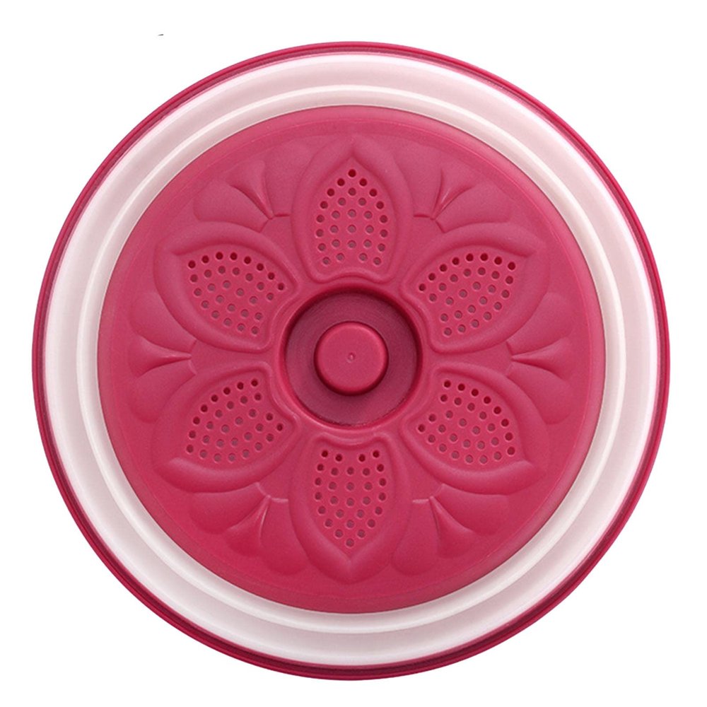 2 in 1 Microwave Splatter Cover, Microwave Cover for Heating Food, Collapsible Microwave Plate Cover, Easy Storage Dish Cover, Kitceh Drain Basket for Vegetables, Fruits Washing(Red)
