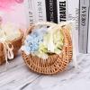 Mokylor 2Pcs Rattan Flower Basket, Handwoven Basket Wedding Flower Girl Baskets Flower with Handle Mini Straw Rattan Flower Arrangement Baskets for Wedding Home Decor (#1) view 3