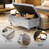 Recaceik Ottoman with Storage, Small Upholstered Storage Bench for Bedroom, Ottoman Bench with Legs for Living Room, End of Bed, Entryway, Window, Silver view 4