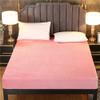 Hotel Quality Bed Sheet,Crystal Velvet Quilted Thickened Warm Mattress Protector, Bedroom Homestay Solid Color Non Slip Bed Sheets Mattress Pad (Pink 180 * 200cm+30cm) view 1