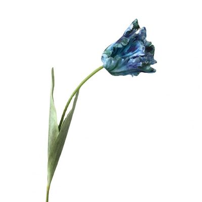 HXSCOO 1Pc Fake Flower Delicate Long-Lasting Artificial Flower 3D Parrot Tulip Real Touch Fake Flower Decor for Birthday Party (Color : Blue)