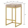 24KF Contemporary Counter Height Bar Stool Set of 2 for Kitchen Island, 26" H Velvet Padded Gold Barstool Bar Chair,5066-Taupe view 2