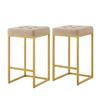 24KF Contemporary Counter Height Bar Stool Set of 2 for Kitchen Island, 26" H Velvet Padded Gold Barstool Bar Chair,5066-Taupe view 3
