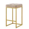 24KF Contemporary Counter Height Bar Stool Set of 2 for Kitchen Island, 26" H Velvet Padded Gold Barstool Bar Chair,5066-Taupe view 4