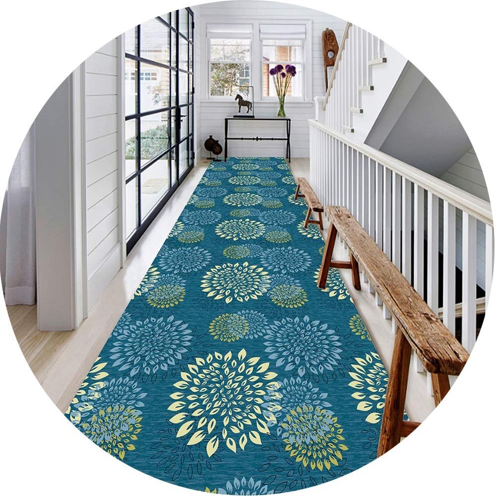 SEVEEZ Runner Rug, Entrance Mat for Hallway, Blue Runner Rugs for Entrance Stair, Can Be Arbitrarily Cut Area Rug, Non-Slip Washable Carpet Runner for Kitchen Study (Size : 1.2x10m)