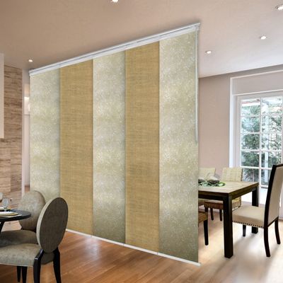 5-Panel Single Rail White Panel Track Extendable 58"-110" W x 94" H, Panel Width 23.5", Honey, Dahlia