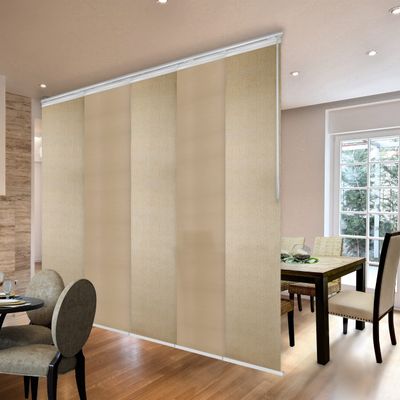 5-Panel Single Rail White Panel Track Extendable 58"-110" W x 94" H, Panel Width 23.5", Wheat, Rosemary