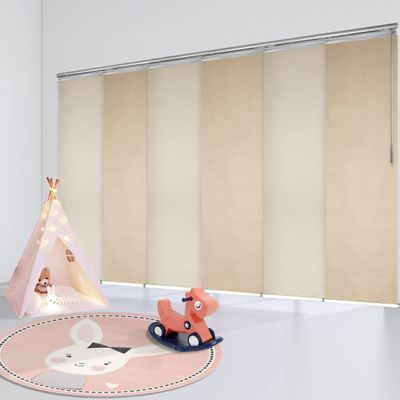 6-Panel Single Rail Panel Track Extendable 70"-130" W x 94" H, Panel Width 23.5", Creamy Villa, Dutch Orange