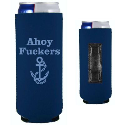 Ahoy Fuckers Magnetic Slim Can Coolie (Navy Blue)