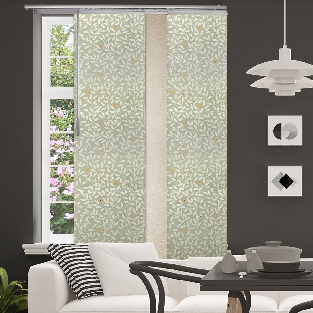3-Panel Single Rail Panel Track Extendable 36"-66" W x 94" H, Panel Width 23.5", Daphne, Creamy Villa