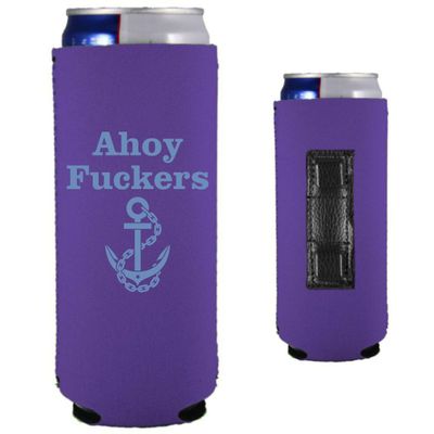 Ahoy Fuckers Magnetic Slim Can Coolie (Purple)
