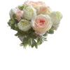 Roses and Peonies (Real Touch Peonies) Artificial Faux Centerpiece, Silk Flowers in Ceramic Vase for Decor view 3