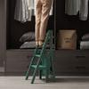 JIBIO Household Wooden Step Ladder Chair Multifunction 4 Step Ladder Stool Ladder Chairs, Conversion Foldable Library Step Ladder Chair for Kitchen and Office view 4