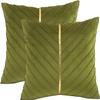 Tosleo Olive Green Velvet Throw Pillow Covers 22x22 Pack of 2 with Gold Leather Christmas Decorative Couch Pillowcases Luxury Modern Pillow Cover for Living Room Bedroom Sofa Cushion Bed view 1