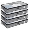 Fixwal 4 Pack Underbed Storage Containers, Below 4.5 Inches Low Profile Under Bed Organizer Clothes Storage Bins with Sturdy Sidewalls and Bottom view 1