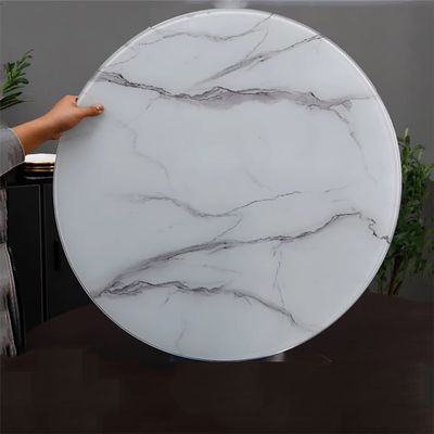 WEBUP Glass Dining Table Top 24inch 28inch 32inch 36inch 40inch Round Tempered Glass Top With Marbling, Flat Circular Sheet, 1/3" Thick (Color : A, Size : 36in/90cm)