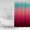 Double Love Gradient Teal Bathroom Curtain 78 Inch Shower Curtain with Hooks, Waterproof Polyester Bath Curtain Washable Bathtub Curtain Modern Geometric Abstract Rose Red Stripes 54''x 78'' view 2