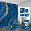 Gibelle 4 Pcs Luxury Marble Shower Curtain Set with Non-Slip Rugs, Toilet Lid Cover and Bath Mat, Gold Foil Blue Bathroom Decor Set with Shower Curtain and Rugs and Accessories view 1