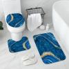 Gibelle 4 Pcs Luxury Marble Shower Curtain Set with Non-Slip Rugs, Toilet Lid Cover and Bath Mat, Gold Foil Blue Bathroom Decor Set with Shower Curtain and Rugs and Accessories view 3