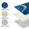 Gibelle 4 Pcs Luxury Marble Shower Curtain Set with Non-Slip Rugs, Toilet Lid Cover and Bath Mat, Gold Foil Blue Bathroom Decor Set with Shower Curtain and Rugs and Accessories view 4