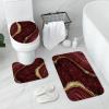 Gibelle 4 Pcs Luxury Marble Shower Curtain Set with Non-Slip Rugs, Toilet Lid Cover and Bath Mat, Gold Foil Red Bathroom Decor Set with Shower Curtain and Rugs and Accessories view 3