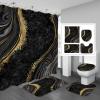 Gibelle 4 Pcs Luxury Marble Shower Curtain Set with Non-Slip Rugs, Toilet Lid Cover and Bath Mat, Black Gold Bathroom Decor Set with Shower Curtain and Rugs and Accessories view 1