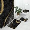 Gibelle 4 Pcs Luxury Marble Shower Curtain Set with Non-Slip Rugs, Toilet Lid Cover and Bath Mat, Black Gold Bathroom Decor Set with Shower Curtain and Rugs and Accessories view 2