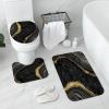 Gibelle 4 Pcs Luxury Marble Shower Curtain Set with Non-Slip Rugs, Toilet Lid Cover and Bath Mat, Black Gold Bathroom Decor Set with Shower Curtain and Rugs and Accessories view 3