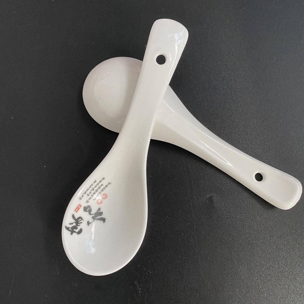 White ceramic spoon home and flower rhyme spoon small soup spoon soup Ceramicspoon100/box800/piece