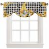 Anzona Farmhouse Sunflower Tie Up Valance for Kitchen Windows, Yellow Gnomes Retro Black Checkered Tie Up Curtains for Living Room, Adjustable Balloon Drape Valence Rod Pocket, 1 Panel, 42" W x 12" L view 1