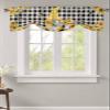 Anzona Farmhouse Sunflower Tie Up Valance for Kitchen Windows, Yellow Gnomes Retro Black Checkered Tie Up Curtains for Living Room, Adjustable Balloon Drape Valence Rod Pocket, 1 Panel, 42" W x 12" L view 2