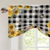 Anzona Farmhouse Sunflower Tie Up Valance for Kitchen Windows, Yellow Gnomes Retro Black Checkered Tie Up Curtains for Living Room, Adjustable Balloon Drape Valence Rod Pocket, 1 Panel, 42" W x 12" L view 3