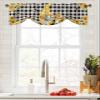Anzona Farmhouse Sunflower Tie Up Valance for Kitchen Windows, Yellow Gnomes Retro Black Checkered Tie Up Curtains for Living Room, Adjustable Balloon Drape Valence Rod Pocket, 1 Panel, 42" W x 12" L view 4