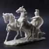 Veronese Design 10 1/4 Inch Roman Centurion on Two Horse Chariot Statue Resin Marble White Finish view 2