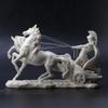 Veronese Design 10 1/4 Inch Roman Centurion on Two Horse Chariot Statue Resin Marble White Finish view 4