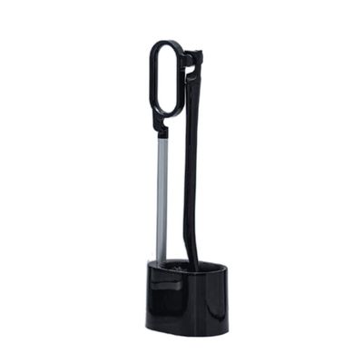 KAAZEE Toilet Brush Toilet Brush and Holder Set for Bathroom Floor Standing Toilet Brush Set Soft Bristled Curved Toilet Brush for Deep Cleaning for Home Bathroom (Color : Black, Size : 41 * 11cm)
