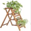 OKUOKA Folding Portable Ladder Step Stool 4-Step Ladder Stair Chair Seats Wooden Shelf Stepladder Dual-Use Climb Folding Foldable Shelving Portable Flower Rack Kitchen Indoor Home,B (B) ( view 1