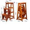 OKUOKA Folding Portable Ladder Step Stool High Chair Wooden Staircase Stepladder Solid Wood Folding 3 Step Ladder Widened Safety Shoe Bench Storage Shelf Kitchen Indoor,B (C) (A) view 3