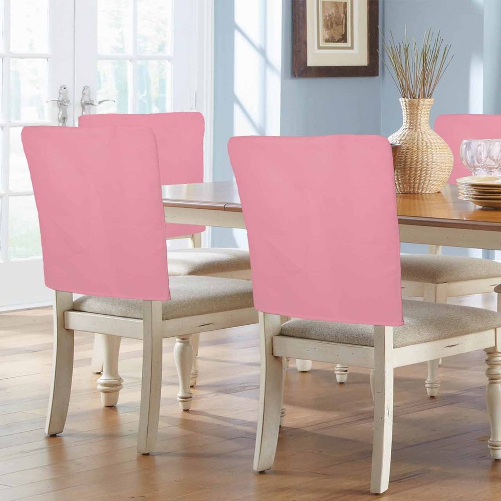 AMZRicher Solid Color Pink Chair Back Covers for Dining Chairs 4 Pack, Washable Stretchable Chair Slipcover Back Chair Protector for Wedding Party Modern Minimalism Art