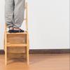 OKUOKA Wood 4 Step Stool Indoor Folding Stepladder Kitchen Wooden Ladders Folding Step Stool Portable Shoe Bench/Flower Rack Maximum Load 150kg (Brown) (Brown) view 3