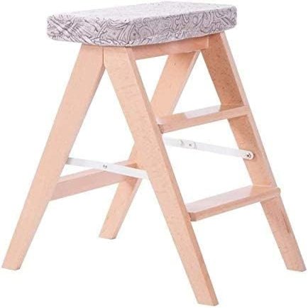 OKUOKA Step Stool Ladder Solid Wood Kitchen Tabo Folding Chair Urt Creative Ladder for Adult Climbing Stool Step Stool (Size : 6)