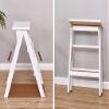 OKUOKA Step Stool Wooden Ladder Stool Household Solid Wood Step Stool 3 Steps Ladder Stool,Modern Portable Folding Stool Multifunction (Color : White) view 4